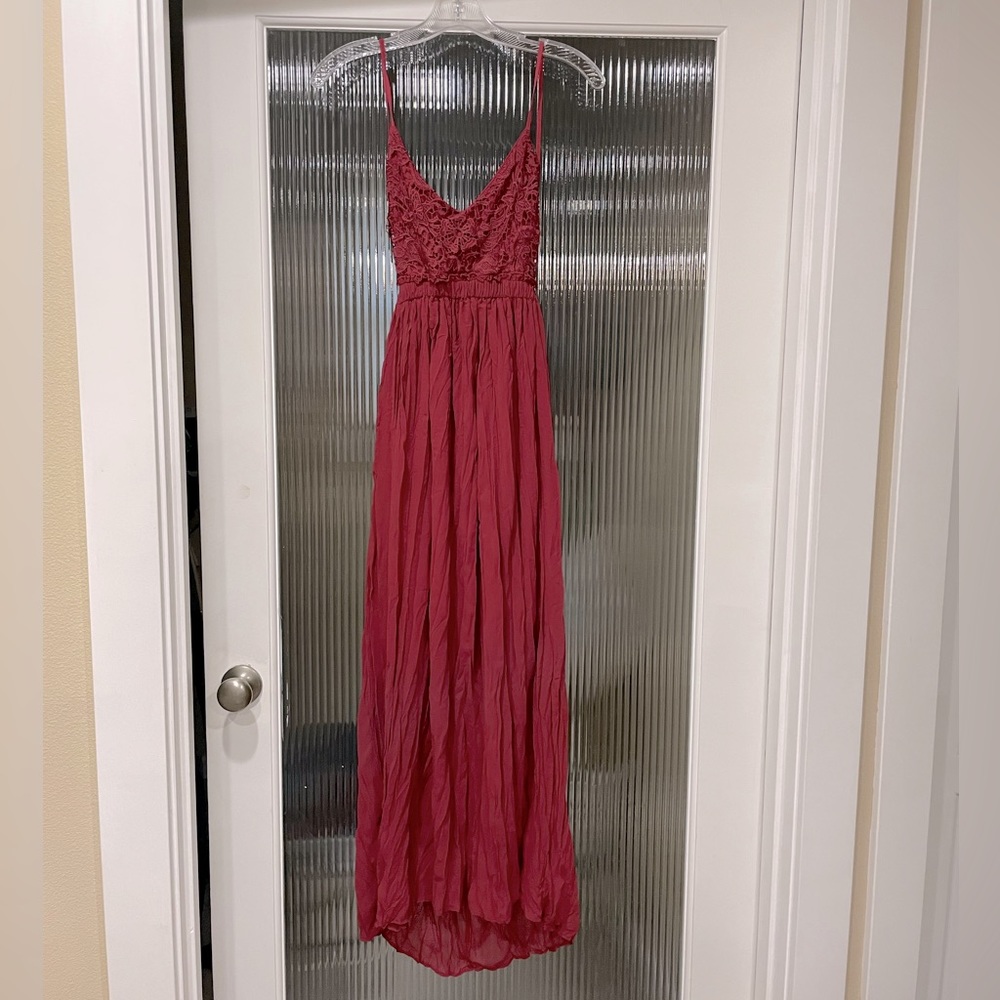 Maroon Maxi Dress with open back